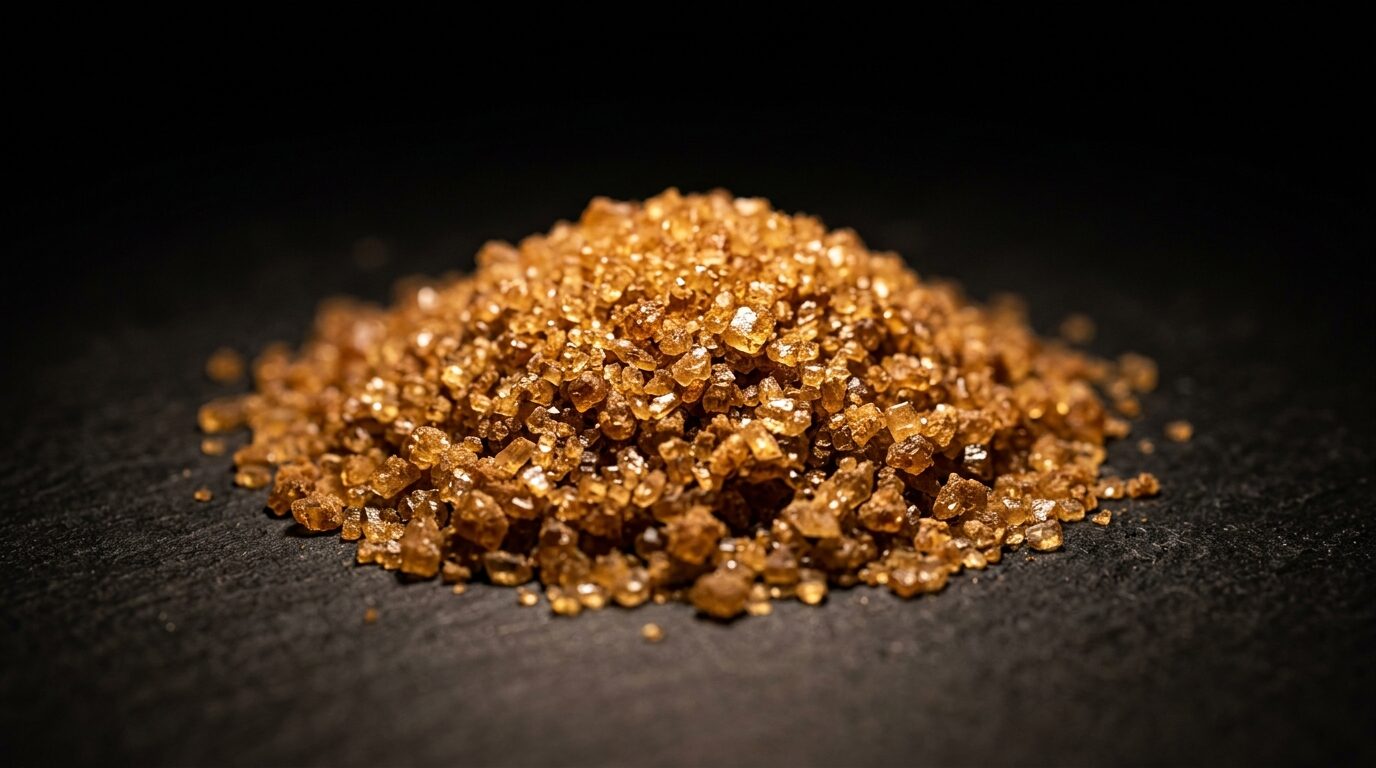 Coconut sugar crystals.