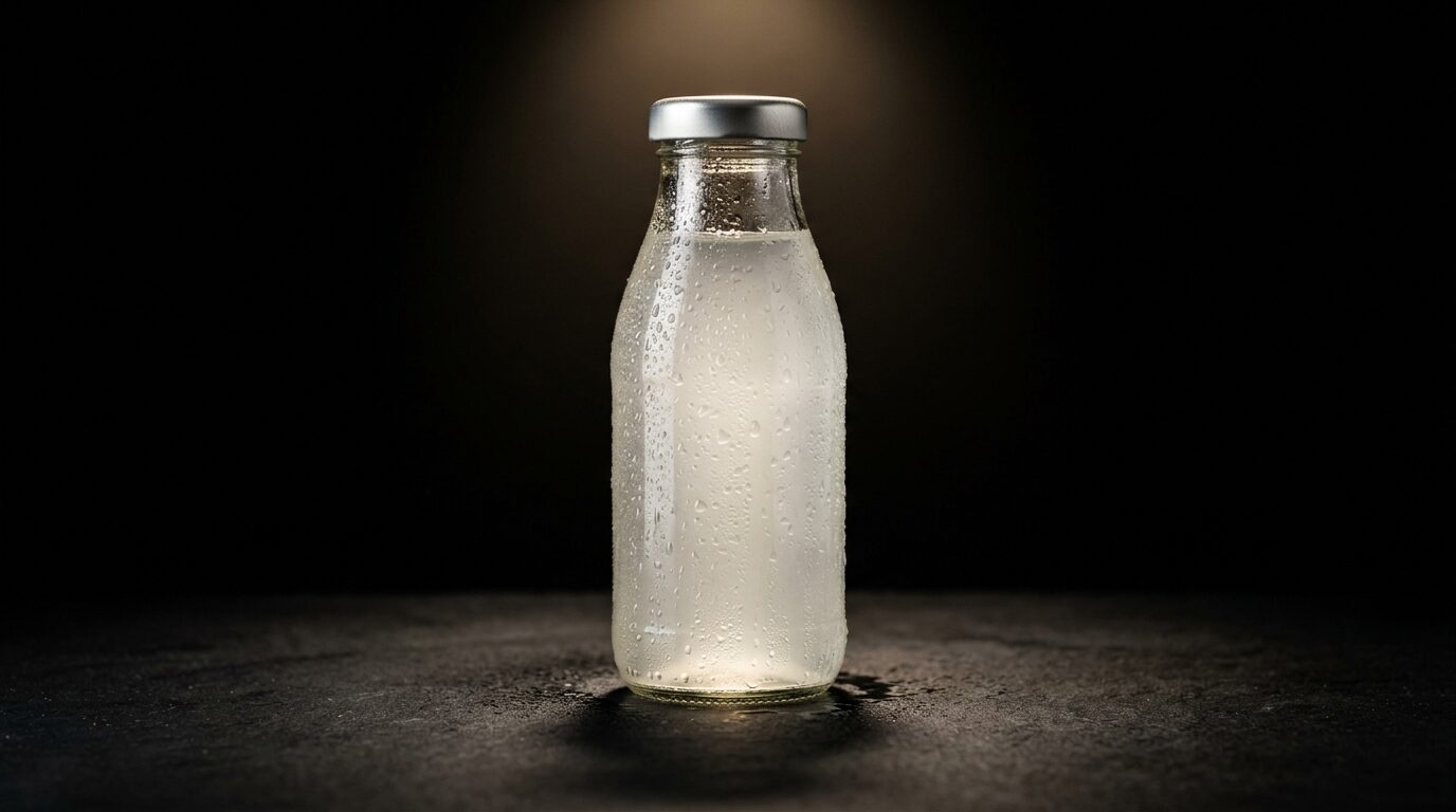 Coconut water in a bottle.