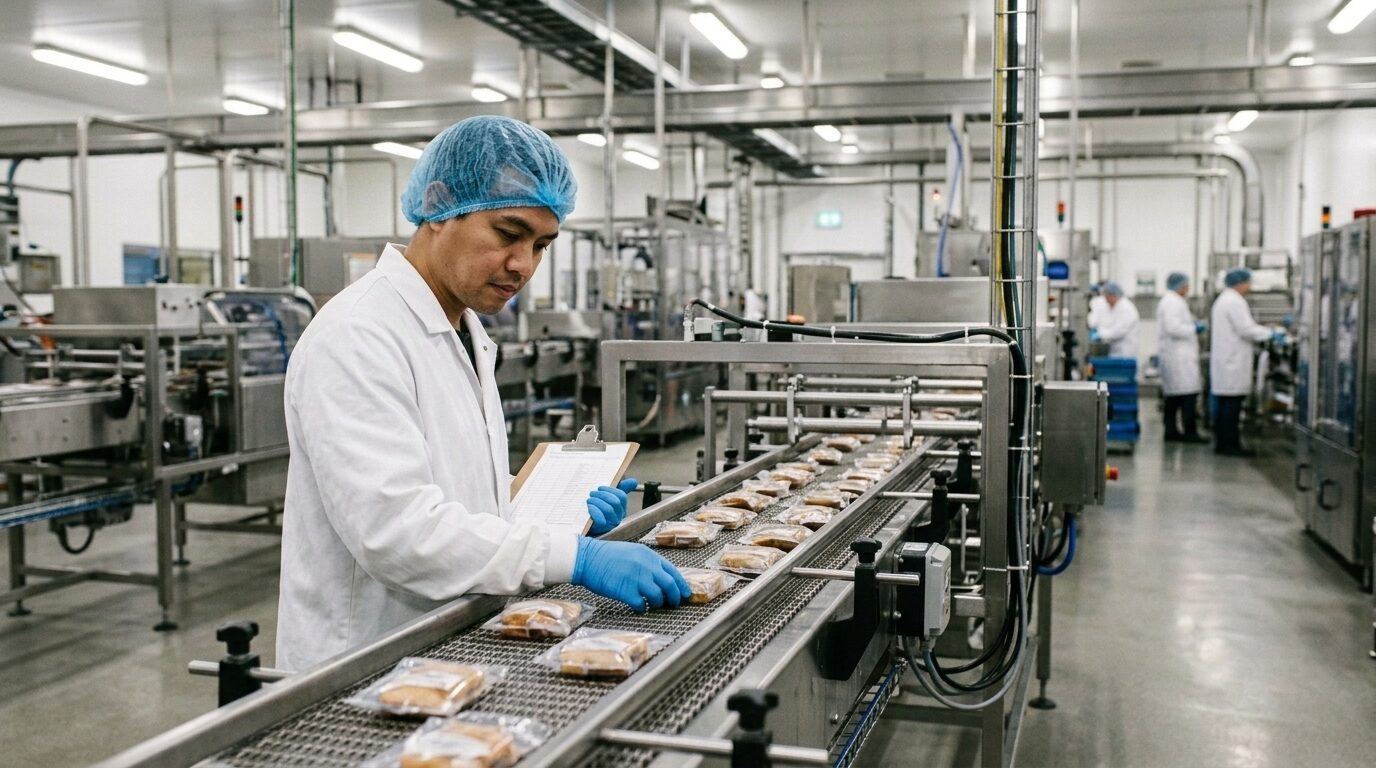Technician inspecting product for quality.