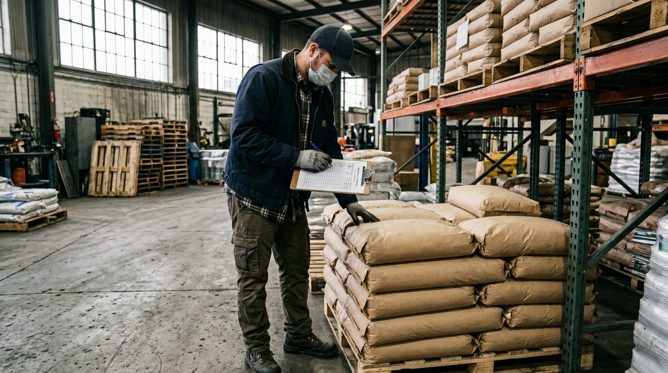 Worker recording batch numbers.